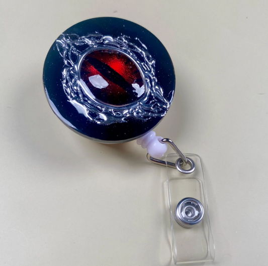 Gothic Dragon Eye Badge Reel, Dark Fantasy Badge Holder, Handmade Resin Stainless Steel Retractable ID Reel, Nurse Badge Reel, Office ID Holder