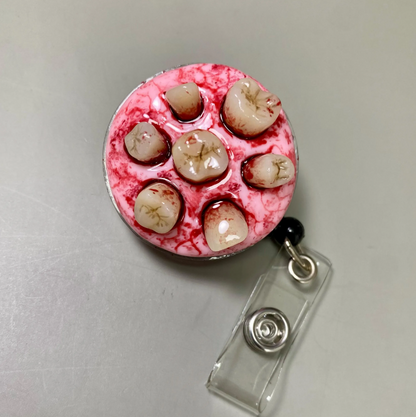 Funny Dentist Teeth Badge Reel, Handmade Resin Tooth ID Holder, Dental Assistant Badge Reel, Dentist Gift, Dental Hygienist Gift