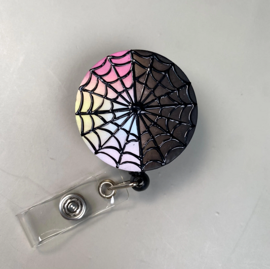 Handmade Wednesday Inspired Window Badge Reel, Dark Gothic Spider Web Stainless Steel ID Holder, Retractable Badge Clip, Spooky Gift for Nurse Teacher