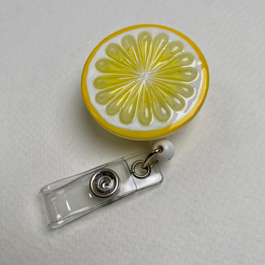 Handmade UV Resin 3D Lemon Slice Badge Reel – Cute Lime Stainless Steel Retractable ID Holder for Nurses, Teachers & Office Staff
