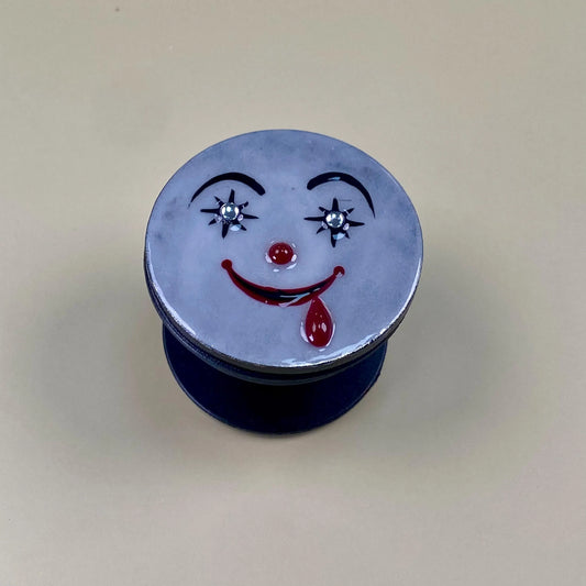 Horror Clown Phone Grip – Handmade Resin Phone Grip Stand, Creepy Clown Face, Gothic Phone Holder, Collapsible Horror Phone Grip