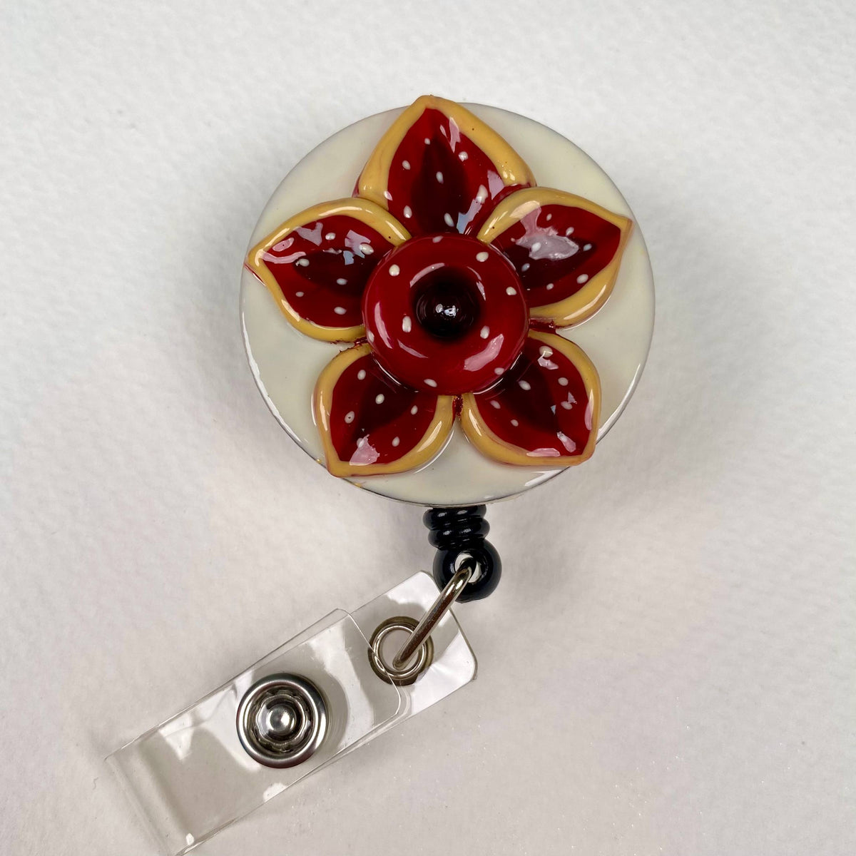 Carnivorous Plant Badge Reel – Horror Scary Flower Retractable ID Holder, Funny Creepy Handmade Badge Reel
