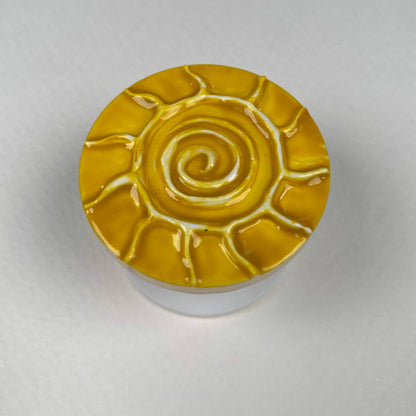 Shining Sun Phone Grip – Yellow Ceramic Effect Handmade Phone Holder, Celestial Sunshine Collapsible Grip